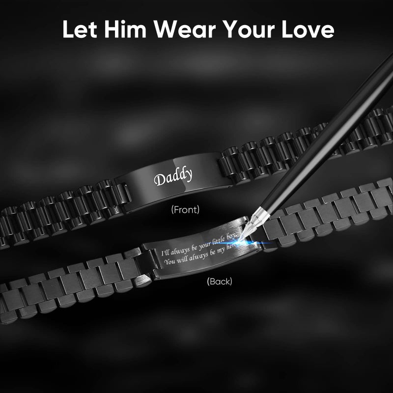 VNOX Gifts For Dad From Son - Masculine Stainless Steel Link Bracelet Personalized DAD Jewelry Gift for Daddy Papa,Fathers Day Birthday Gifts From Son - Image 4